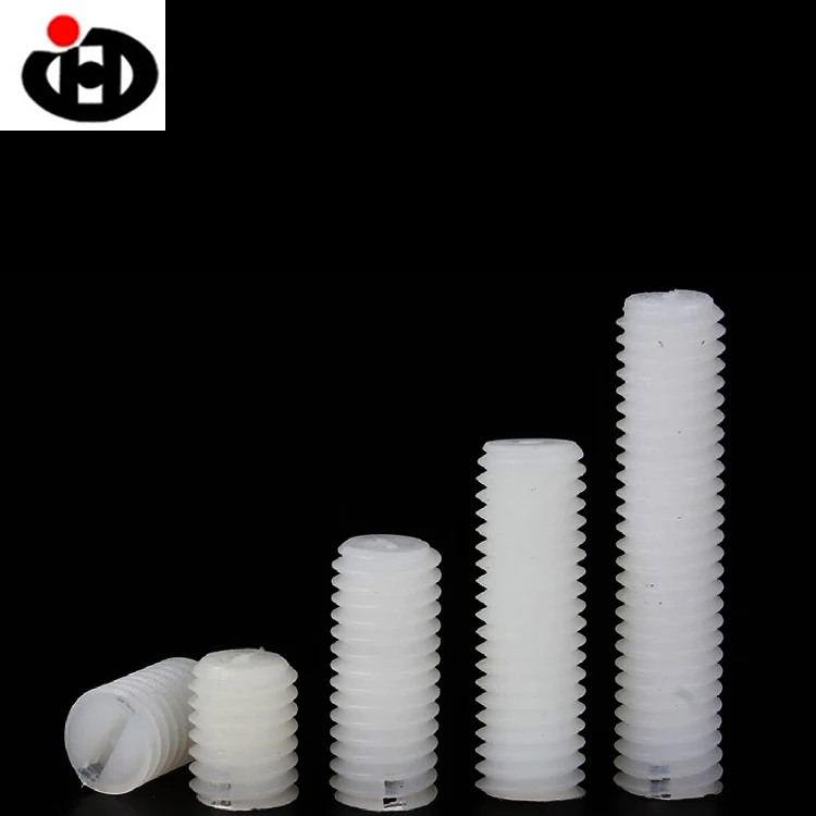 Slotted Set Screws Flat Head Plastic Headless Screws Cap Cover with Plastic White Natural Nylon