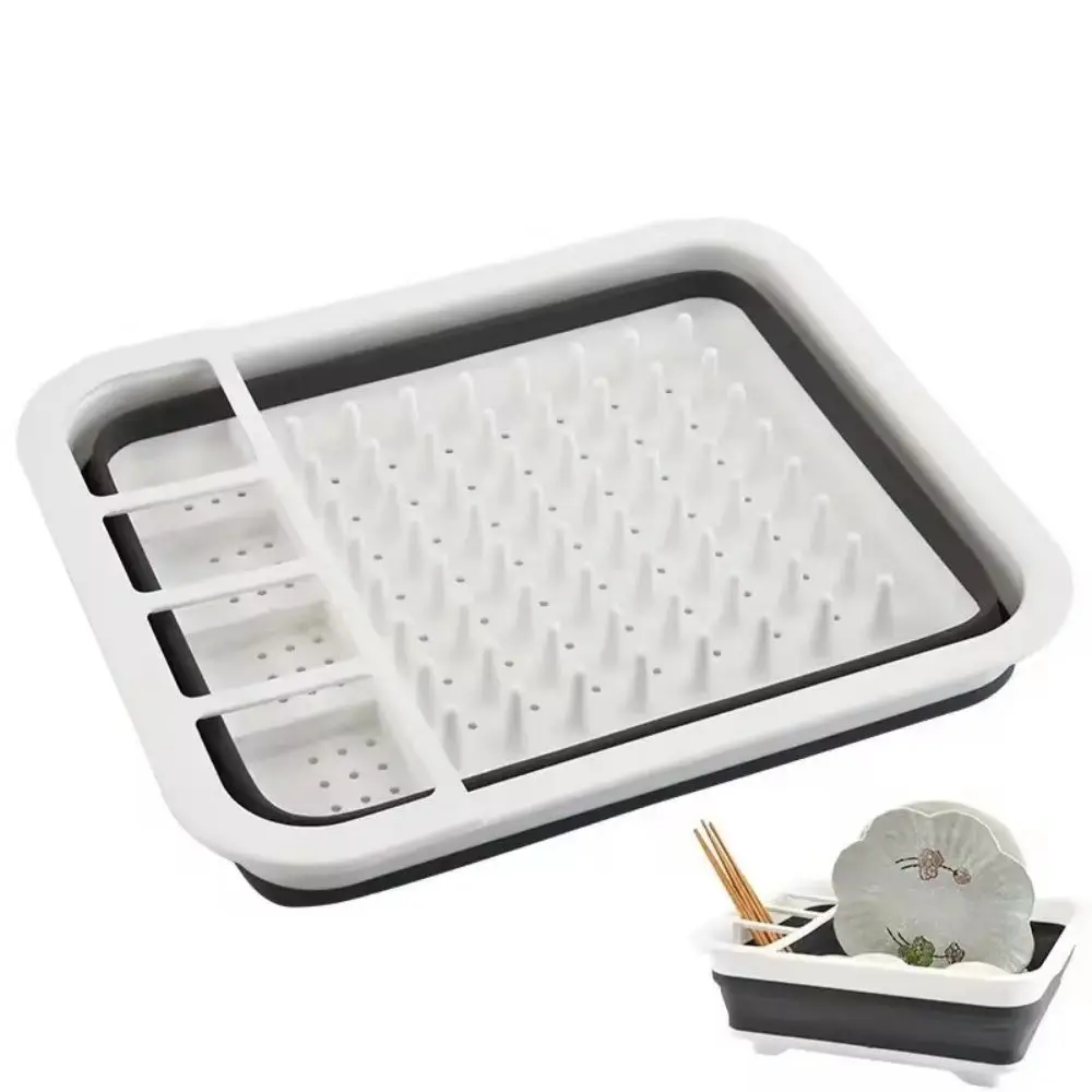 Foldable Telescopic Dish Rack Plastic Storage Retractable Drain Basket Household Kitchen Storage Contrast Colander Strainer