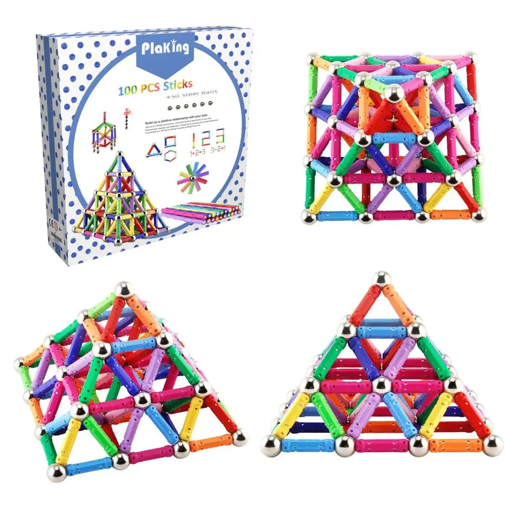 130 Pieces - Magnetic Building Sticks Building Blocks Set, Magnet Educational Toys Magnetic Blocks Sticks Stacking Toys Set