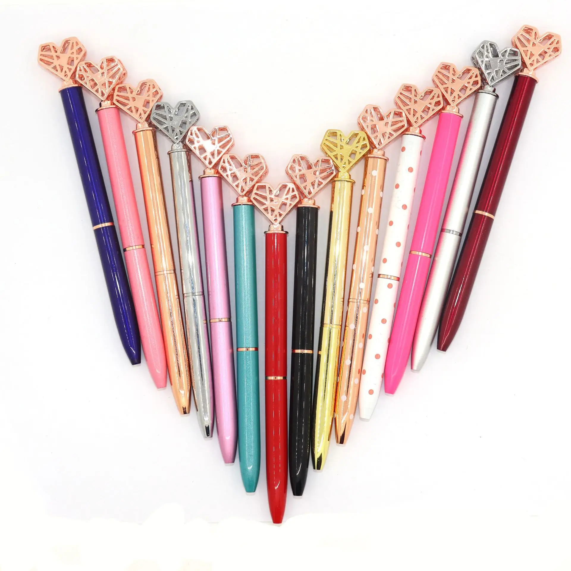 Latest trendy heart shape touch stylus  adorable  diamond  ballpoint pen for women girls coworkers