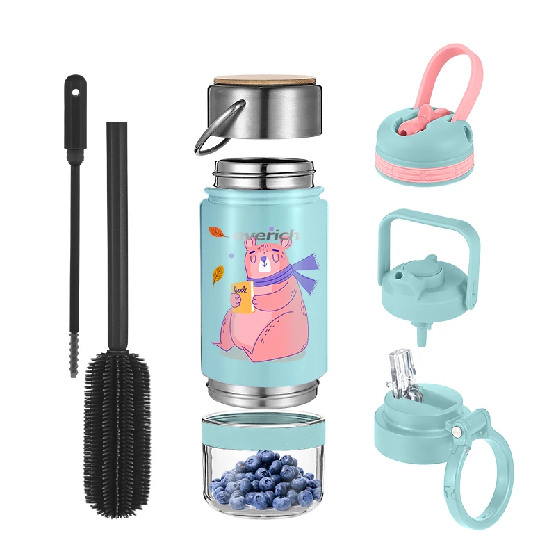 Antlers cup 600ML Children Bottle for Outdoor Travel School Cute Cartoon Animal Baby Water Bottle with Shoulder Strap for kids