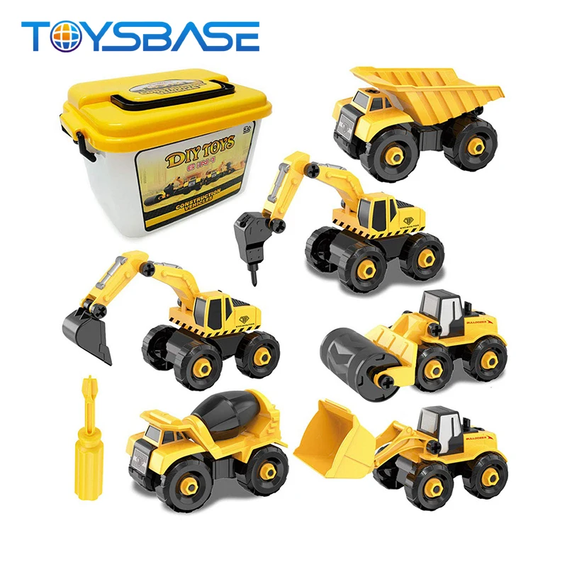 Hot Selling kids Plastic Excavator Assembled Diy Contruction Truck Toys