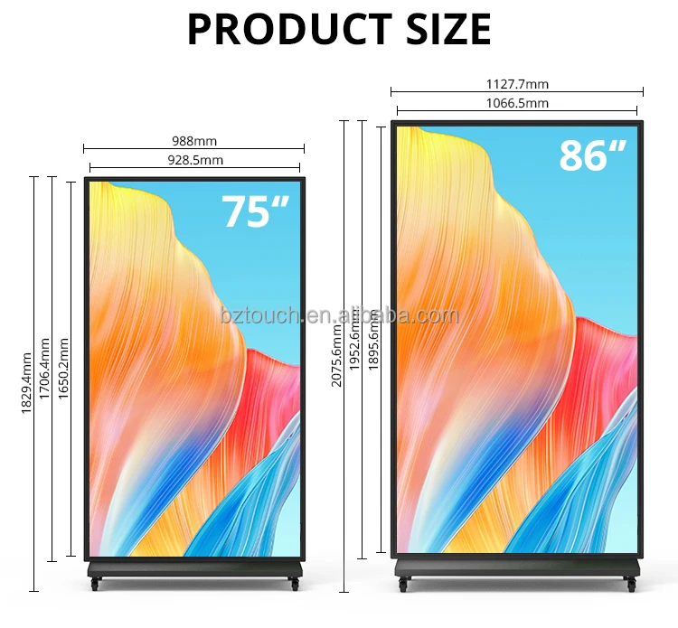 65 75 85 inch 4K UHD shopping mall android touch screen lcd digital signage video advertising digital kiosk touch screen