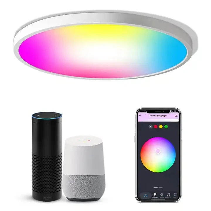 WIFI Bluetooth Alexa Tuya Smart Voice Control RGBW Dimmable LED Ceiling Light Round Ceiling Lamp Work with Google Home