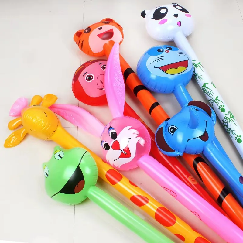 Hot Sale Children Outdoor PVC Inflatable Long Stick Cartoon Animal Cheer Stick