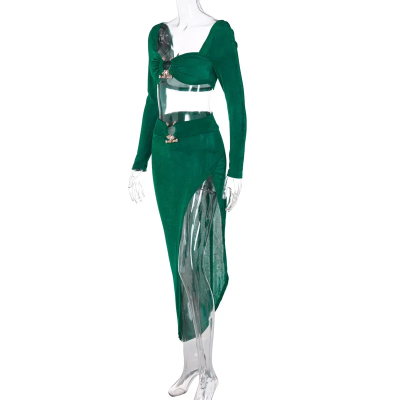 Women Long Sleeves Bodycon Dress Women Sexy Two Piece Sets New 2022