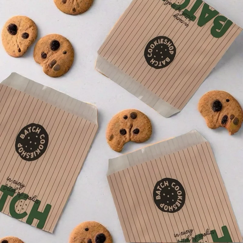 Customized Chocolate Cookie Packaging Bags Box Cookie Wrappers Wrapping Paper Bakery Paper Bag for Popcorn Boxes with logo