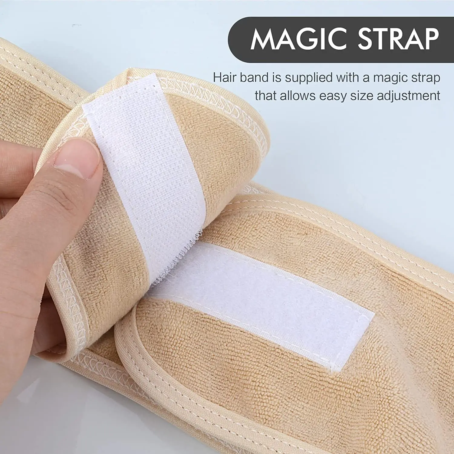 OEM Facial Hairband Superfine Fiber Spa Head Band Stretch Towel Washable Facial Beige Spa Headband