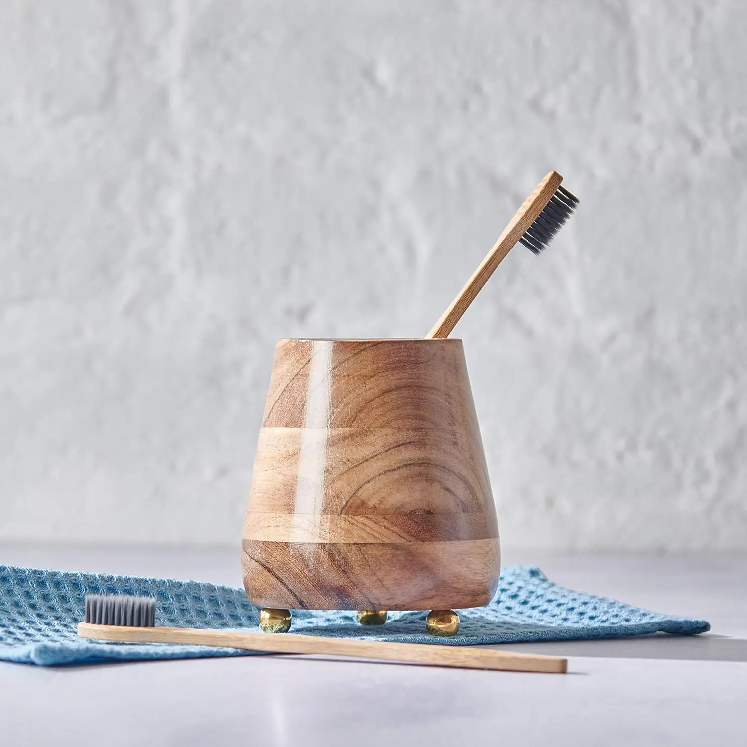 Wholesale Bamboo Wooden Holder Tooth Brushes and Toothpaste Toothbrush Holder for Bathroom