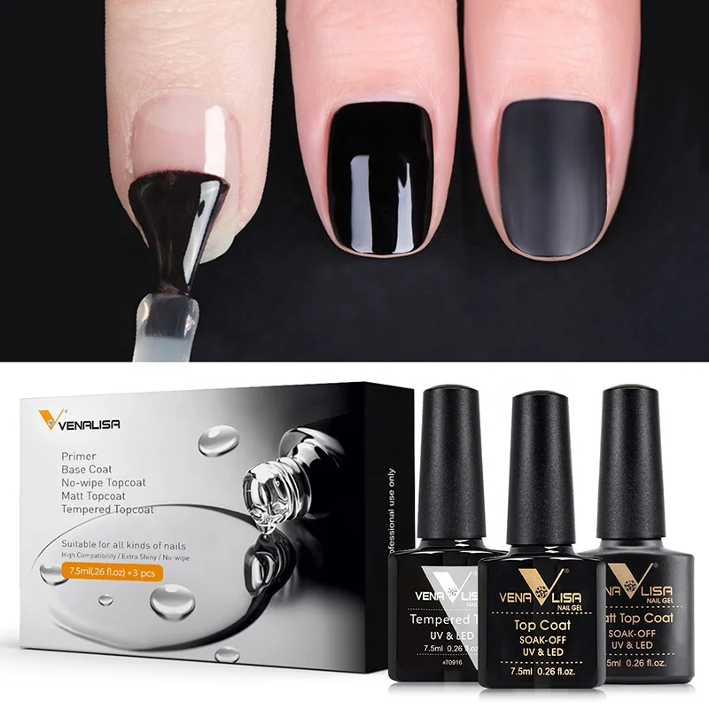 3pcs*7.5ml Color Base Coat Top Kit Gel Polish Nail Design Soak Off UV LED Lacquer For Salon