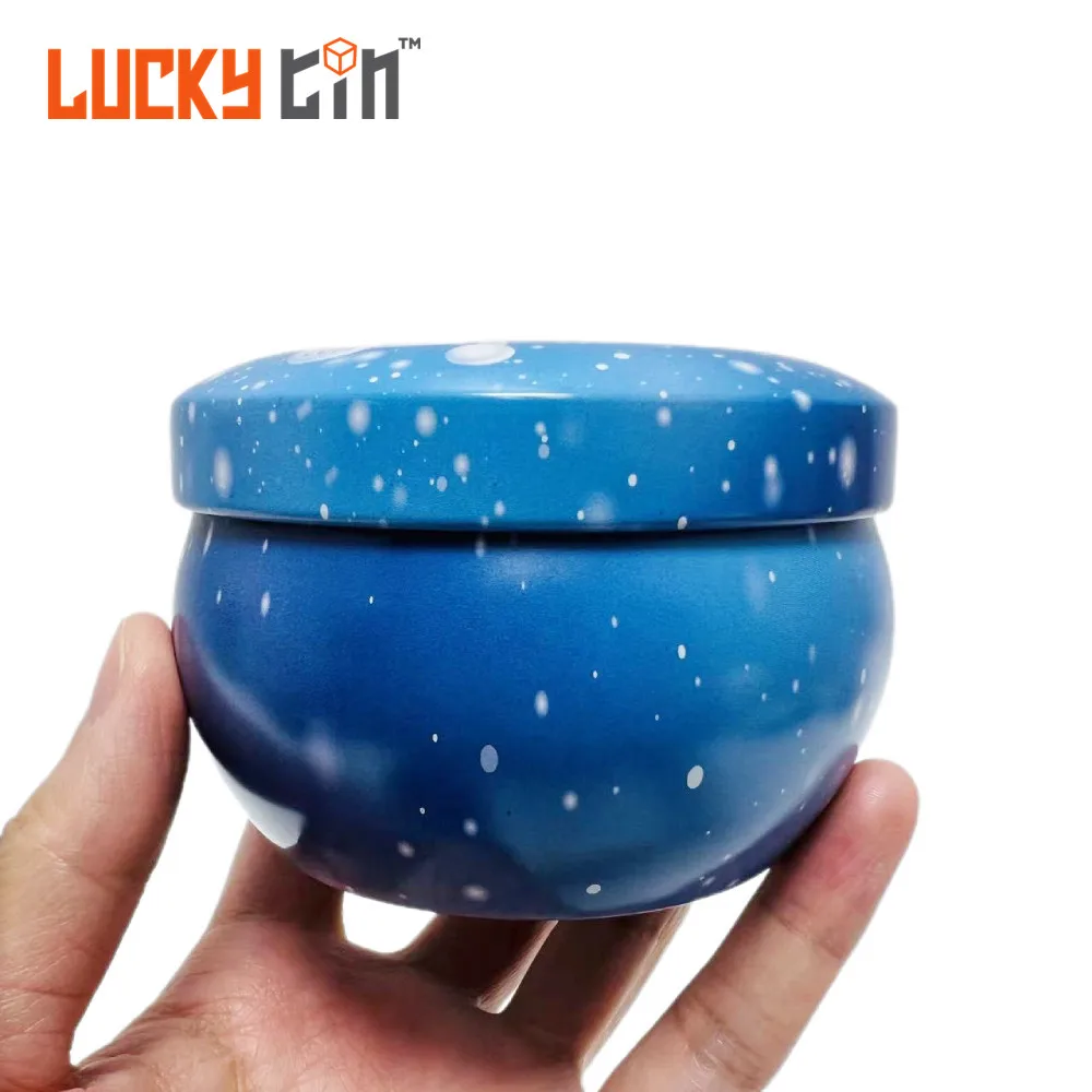 Wholesale Custom 6 oz candle tin Blue Metal Luxury Scented Candle Jar For Candle Making