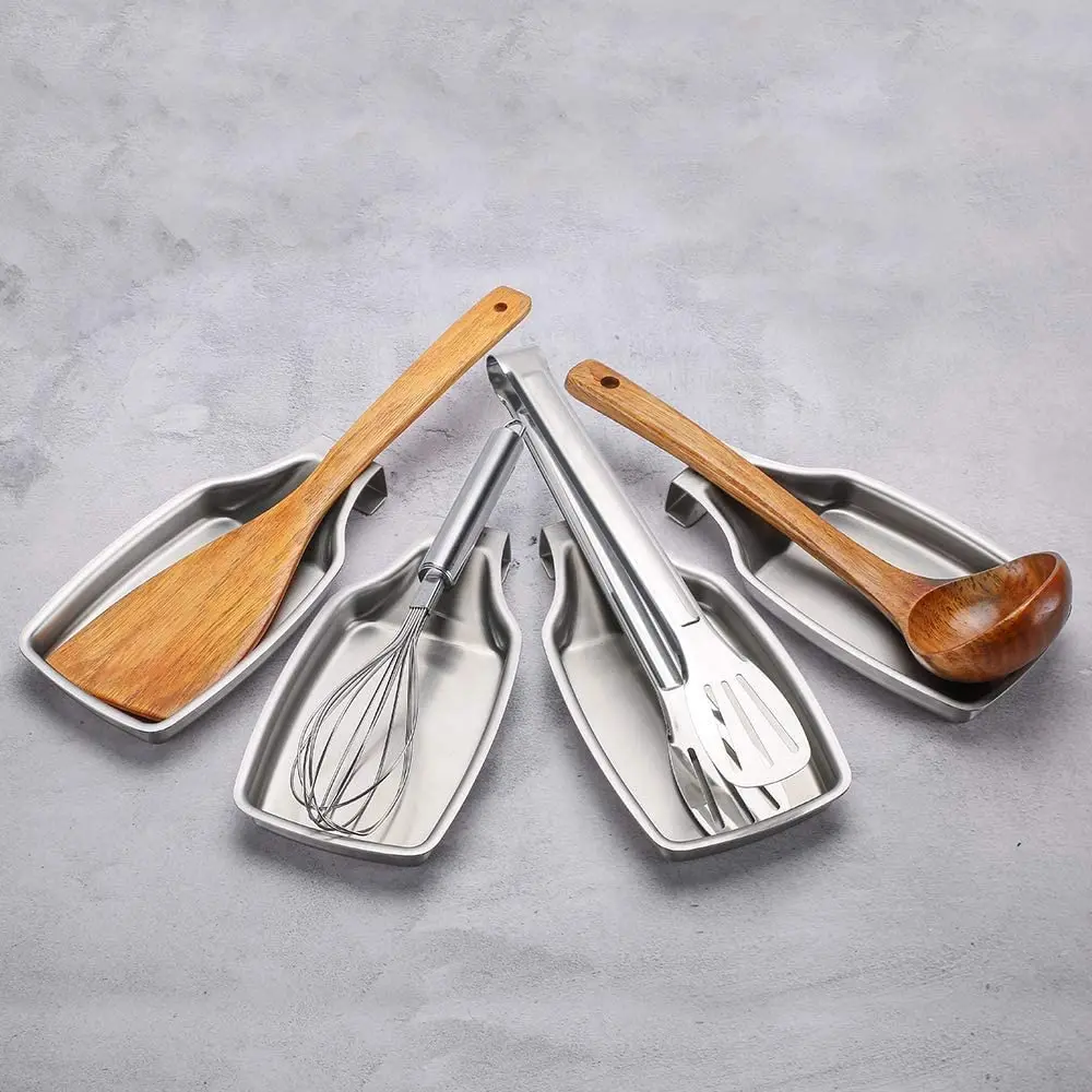 Kingwise Factory Custom Stainless Steel 304 Spoon And Fork Holder Wholesale Kitchen Spatula Ladle Utensil Spoon Rest Holder