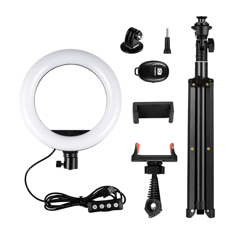 
Ring fill light double lamp selfie stick for mobile phone can fill the light and stand on the ground led fill light 