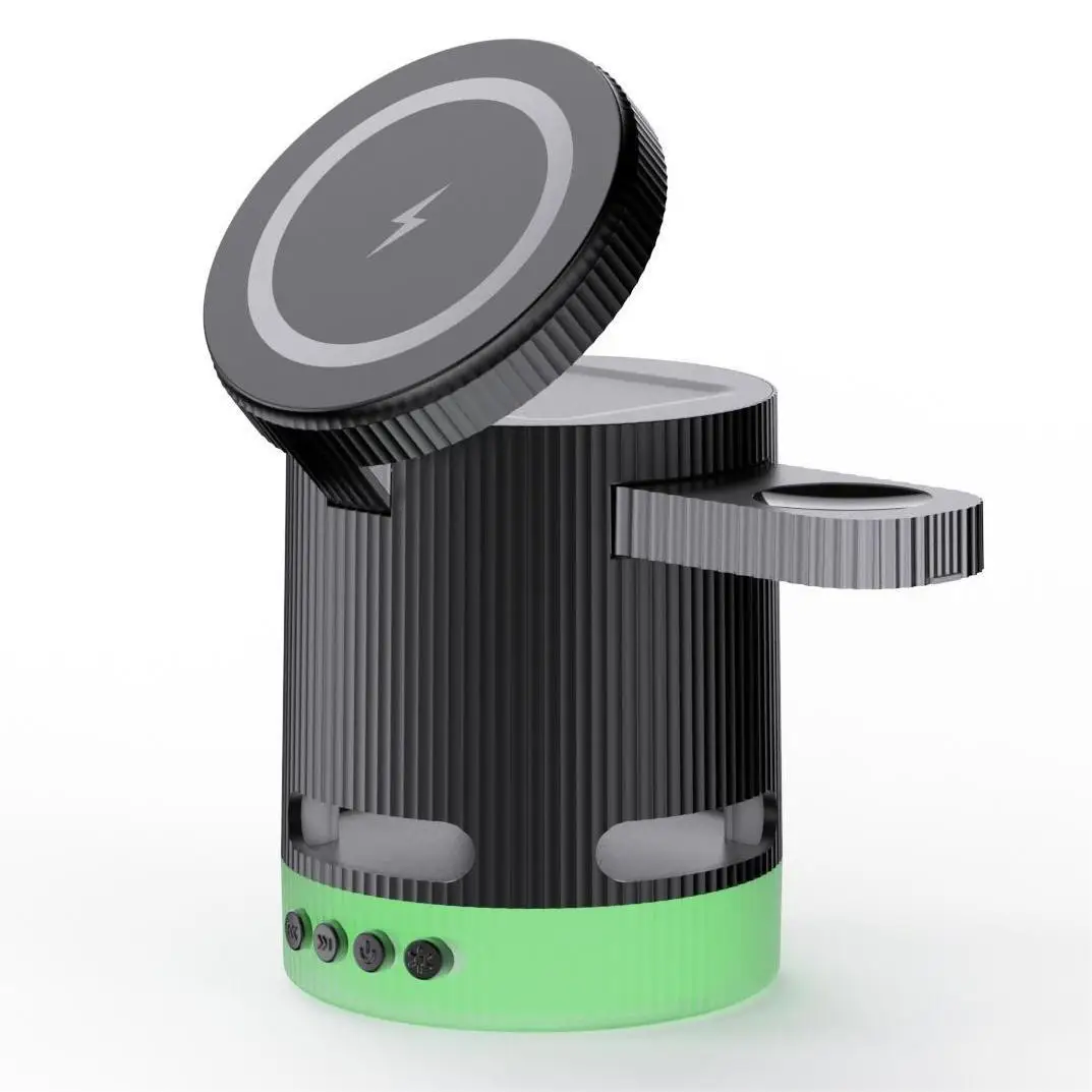 4 in 1 multifunction BT speaker Magnetic mini wireless charger station For iphone charger Smart watch Earphone