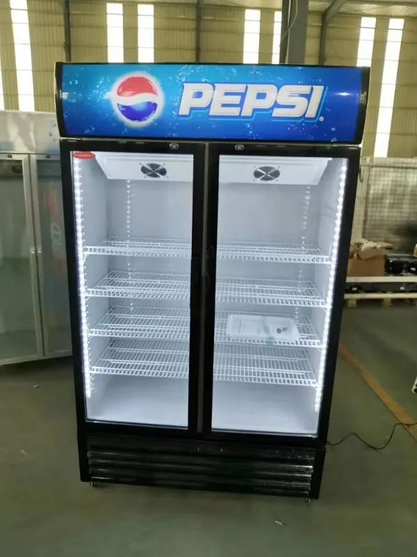 Вертикальный коммерческий морозильник Pepsi с двойной стеклянной дверью 660L