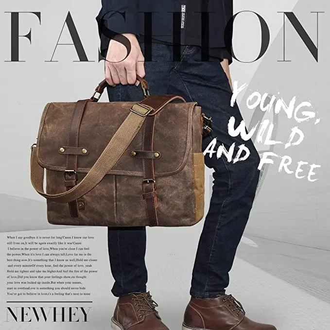 Customize Casual Quilted Waxed Canvas Cheap Laptop Messenger Shoulder Computer Bag Travel Briefcase Tactical Cross Body Bag