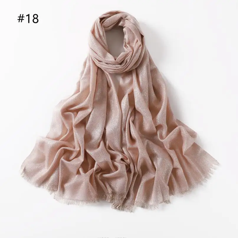 Metallic Lurex Scarf for Muslim Women Hijab 2021 Custom Wholesale Shiny Soft Shawls Reversible Glitter Tassel Scarf