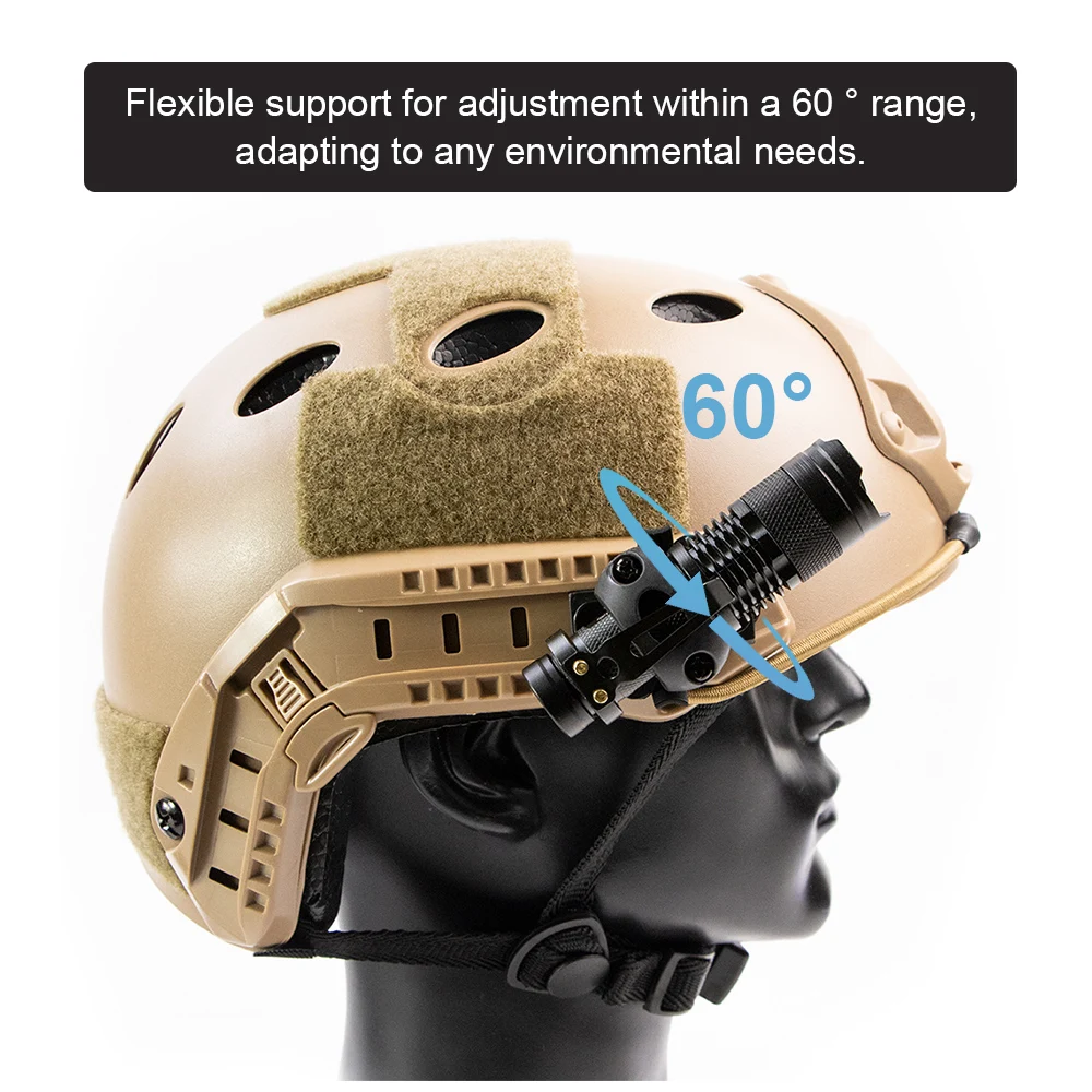 Mini LED Tactical Flashlight Helmet Mounted LED Light Compatible with Fast  MICH 2000 Wendy Helmet