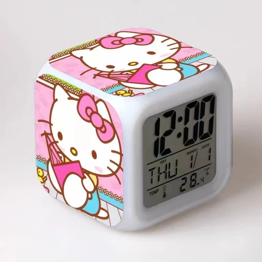 Hello kittyi girls wake up light kids digital alarm clock button batteries HK usb bed alarm clocks