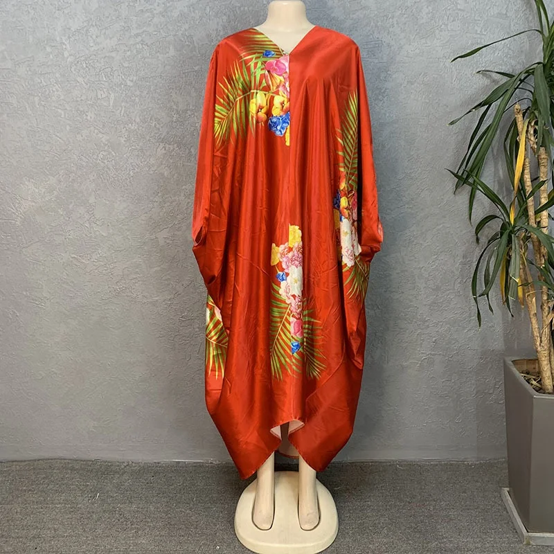 new arrival butterfly abaya african duanas kitenge Artificial silk casual orange abaya