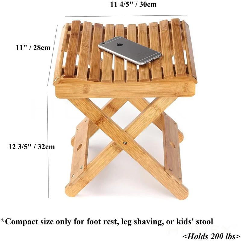 Eco-Friendly Wooden Shower Chair Bamboo Folding Stool for Leg Shaving Spa Foot Rest