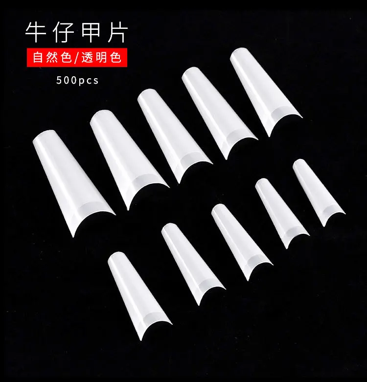Best Selling 500 Pcs/Bag White Clear French Coffin C Curved False Nail Tips DIY For Nail Art Tips Finger