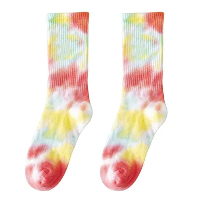 YL  Men And Women Fashion Sports High Tube Skateboard Unisex Colorful Tie-Dyed Custom Tennis Tie Dye Socks