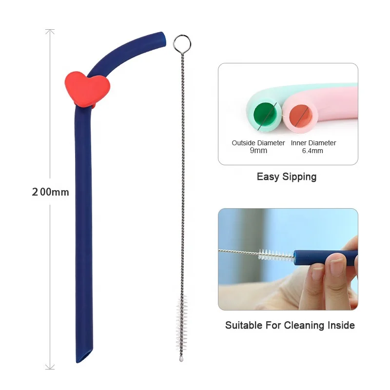 
Amazon Top Sales Eco Friendly Foldable Reusable Bendable Silicone Drinking Straws 