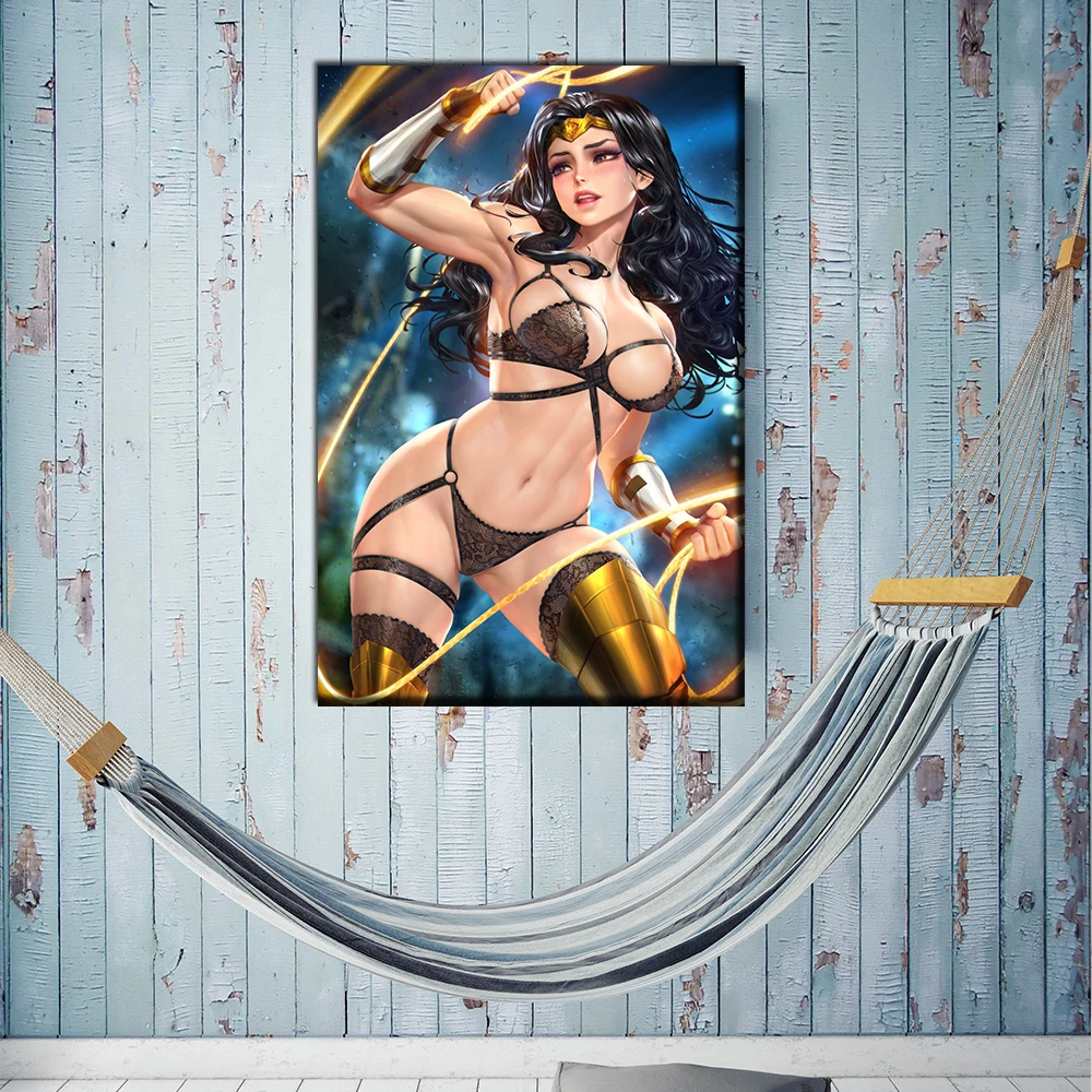 Bikini Woman Anime Poster Canvas Painting Wall Art Picture Prints for Bedroom Home Decor