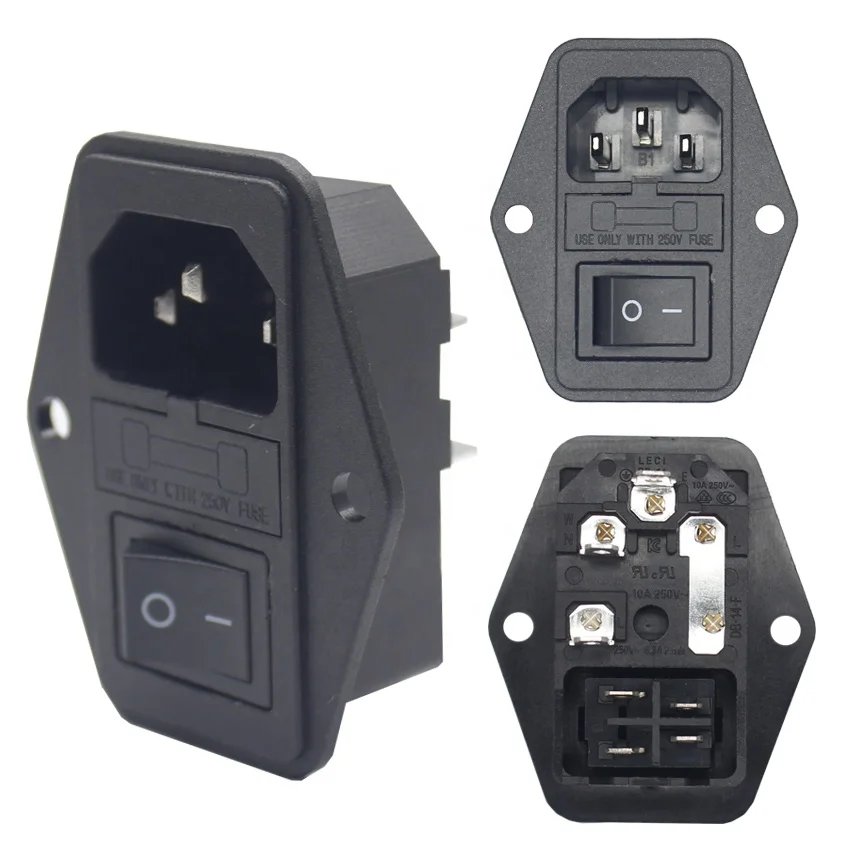 3Pin IEC320 C14 винтовое крепление разъем питания переключатель предохранитель входные розетки для 3D-принтера