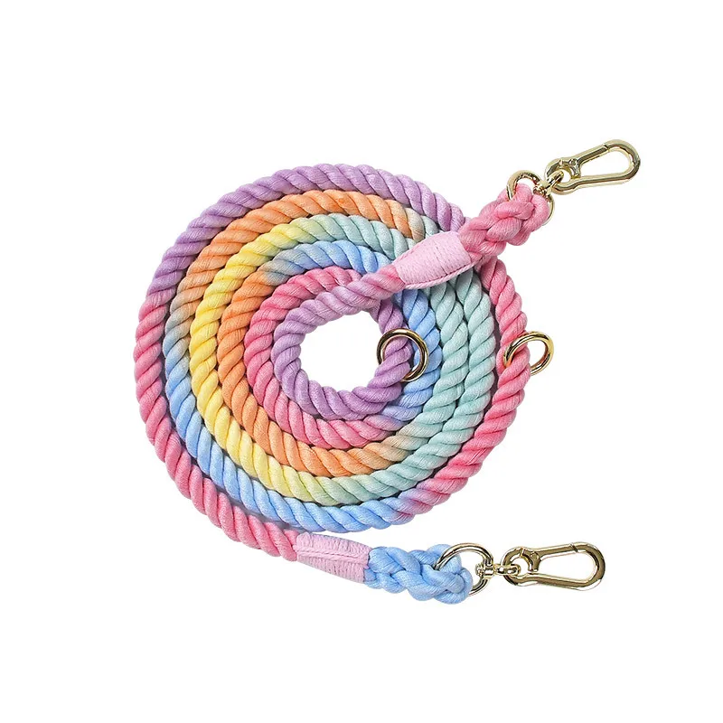 Loudik Wholesale Stocked Western Style Small Medium Large Factory Braided Rope Pet Leads Luxury Handmade Multiway Dog Leash