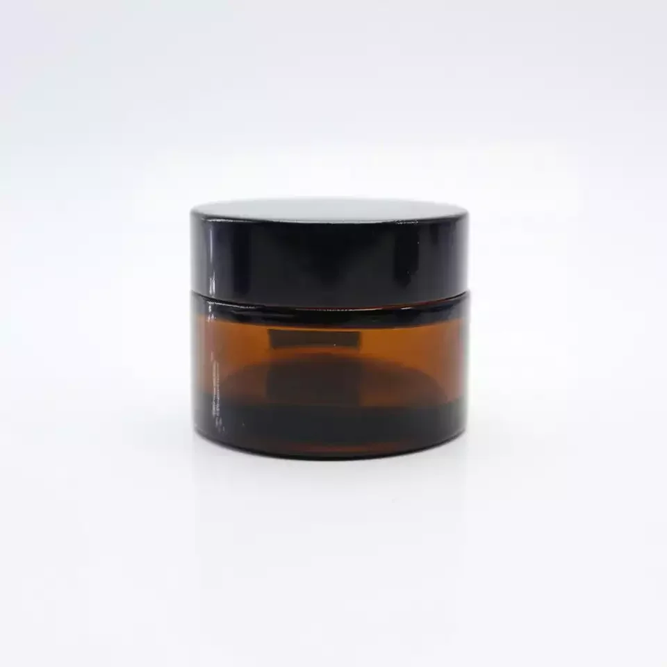 5g 10g15g 20g 30g 50g 60g 100g amber clear black glass cream jar with gold black sliver aluminium Cap