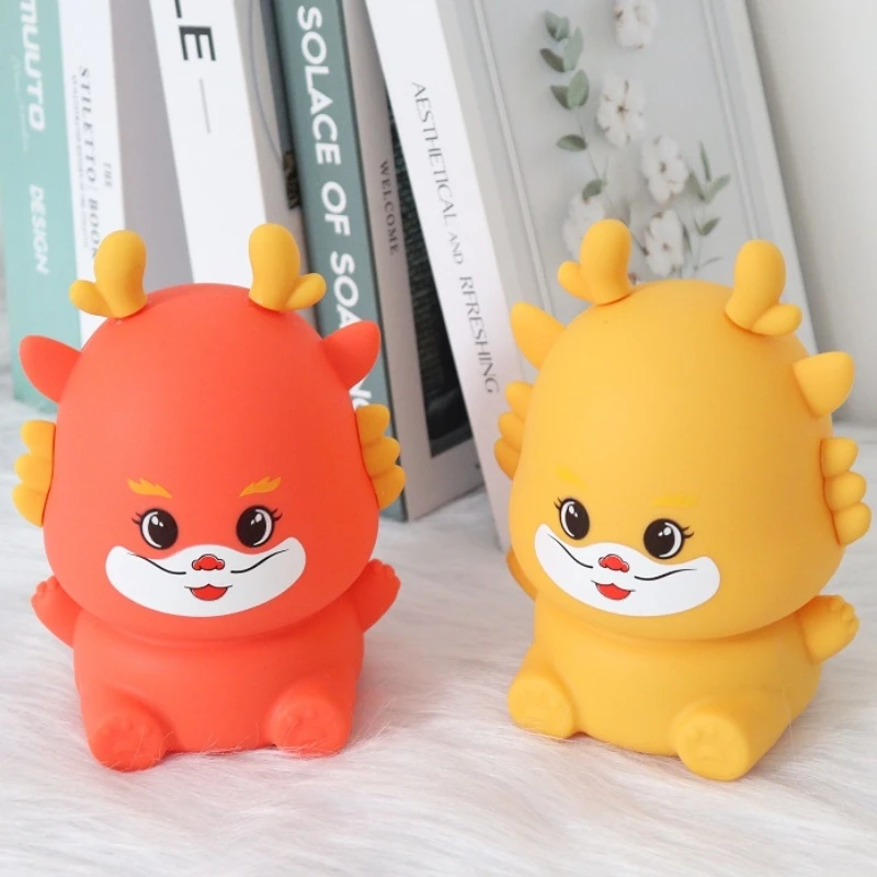 Biumart Chinese Style Creative Decorative Night Light USB Rechargeable Tap Control Dragon Silicone Night Lamp for Bedroom