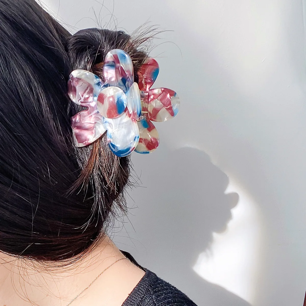 SongMay Retro flower clip Korean version of  Acrylic hair clip back of the head disk hair large shark clip hair accessories