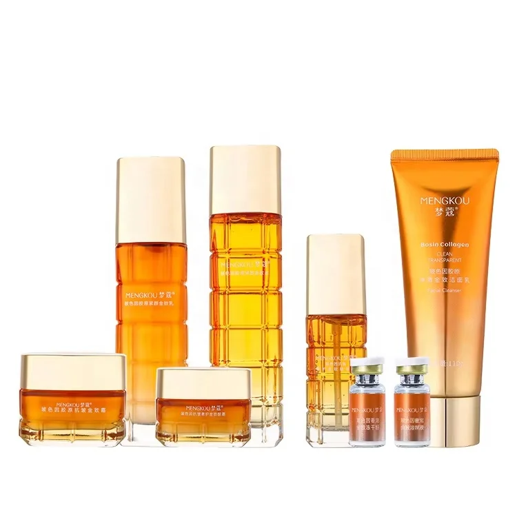Private Label Custom Logo Skincare Products Anti Aging Firming Gold Whitening Collagen Skin Care Set