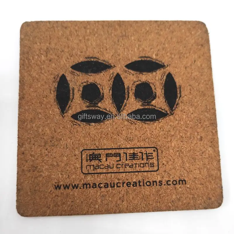 GIFTWAY Waterproof MDF Cork Round Square Drink Cup Paper Coaster for promotion gifts