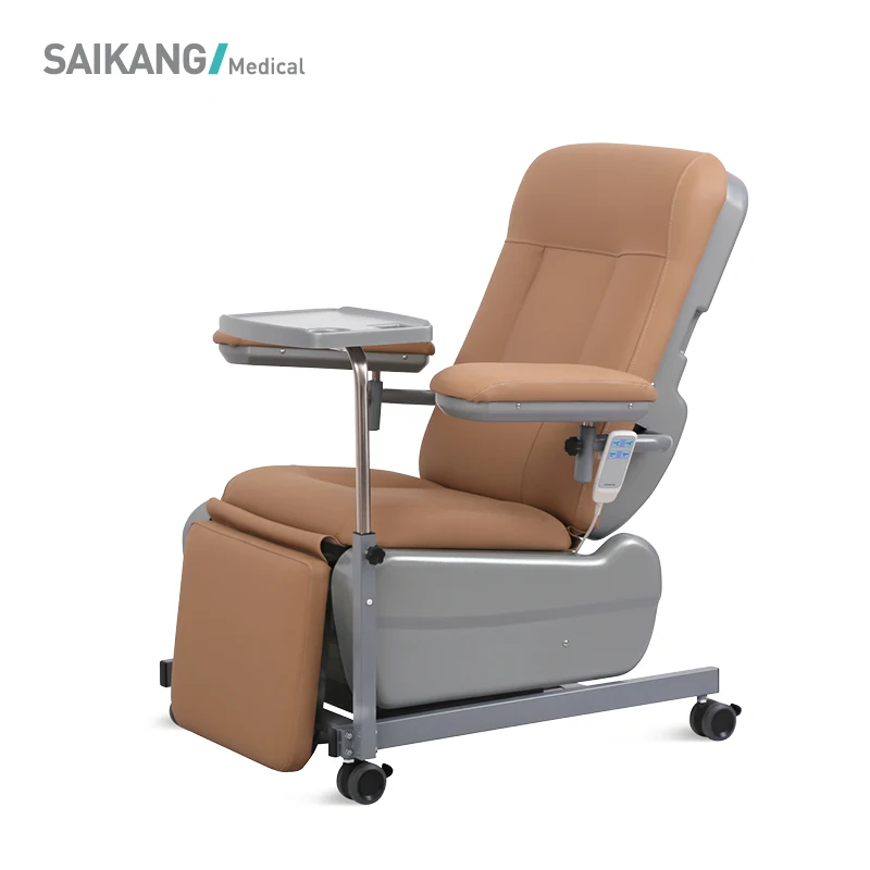 SKE-132 SAIKANG Economic 2 Function Electric Adjustable Patient Transfusion Reclining Dialysis Chair with Wheels