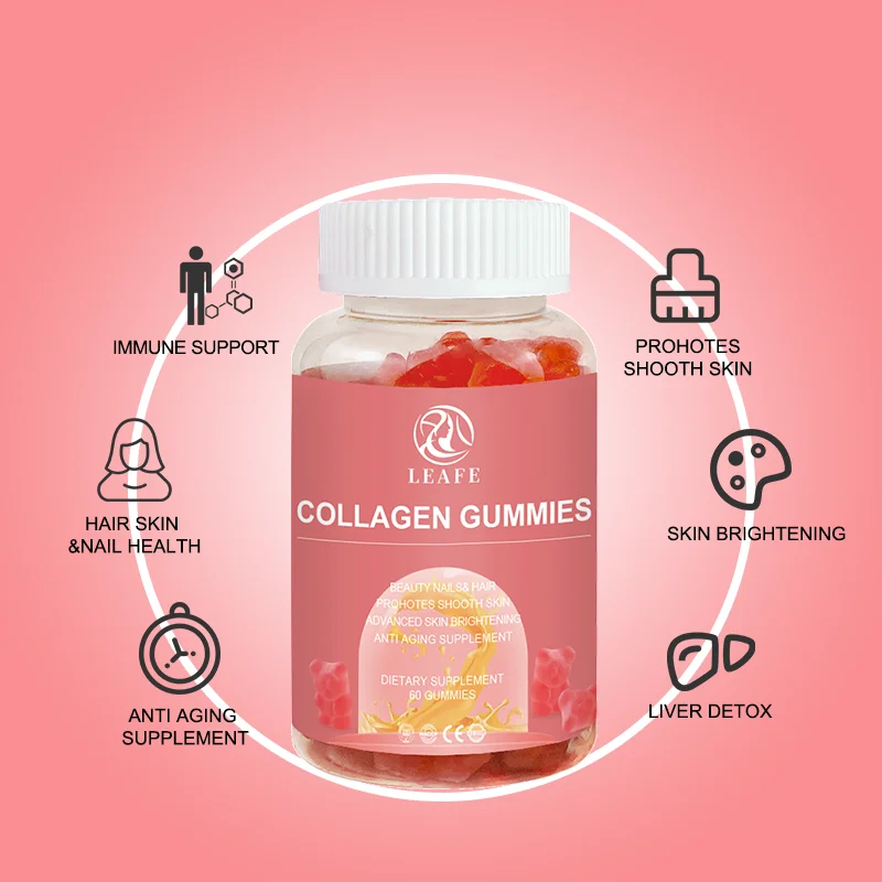 Hydrolized Collagen  Capsules Tablets Anti Aging Supplement Candy White Collagen Prohotes Shooth Skin Collagen Gummie