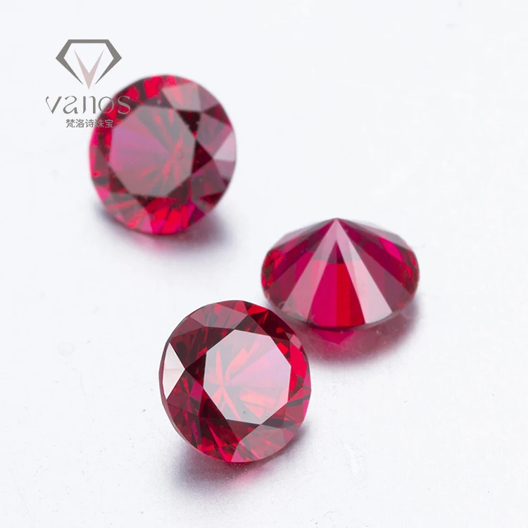 Hot Sale 1-5 Carat Round Shape Hydrothermal Colombian Certified Lab Created Ruby Loose Cut Gemstones Of Low Price