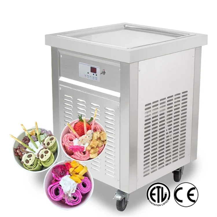 Kolice 55x55cm square pan ETL CE Rohs fried pan ice-cream frying machine/roll fry ice cream maker/roll ice cream machine