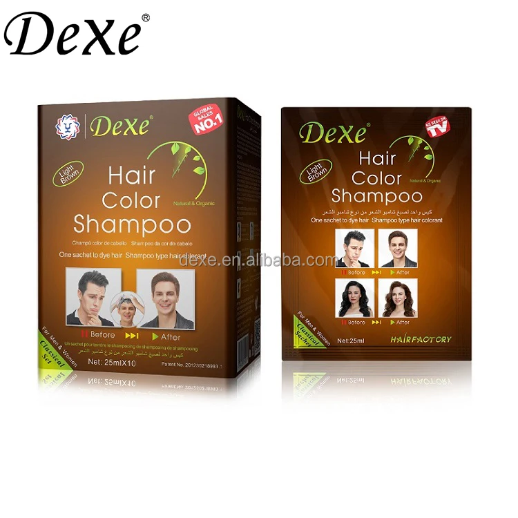 Dexe Hair Color Ammonia Free Private Label Organic Natural Plant Bubble 3 in 1 Dark Brown Herbal Black Hair Dye Shampoo
