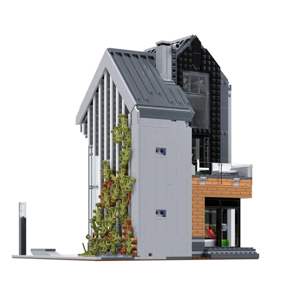 Mork 011001 Educational Modern Library Model Toys 3D DIY Architecture Building Blocks for Girls