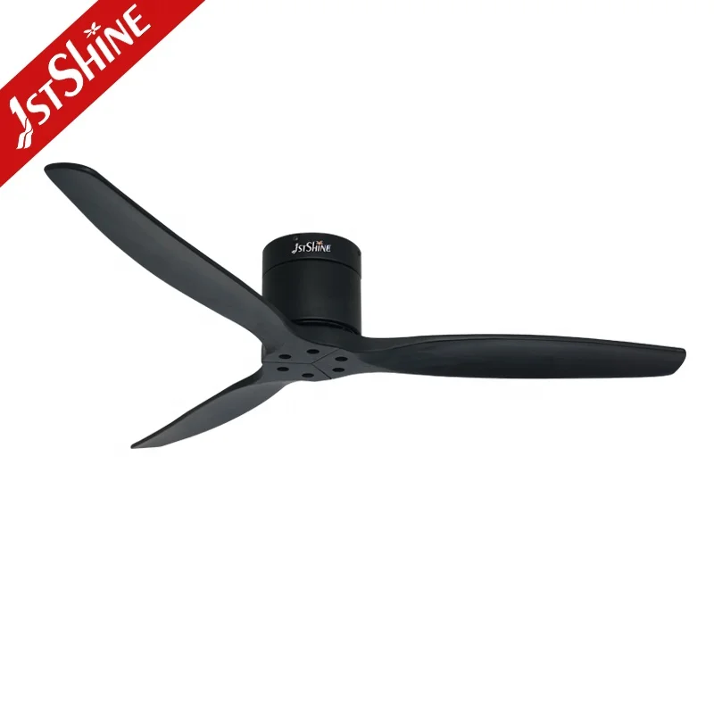 1stshine ceiling fan OEM factory black solid wooden blades low profile ceiling fans without lights