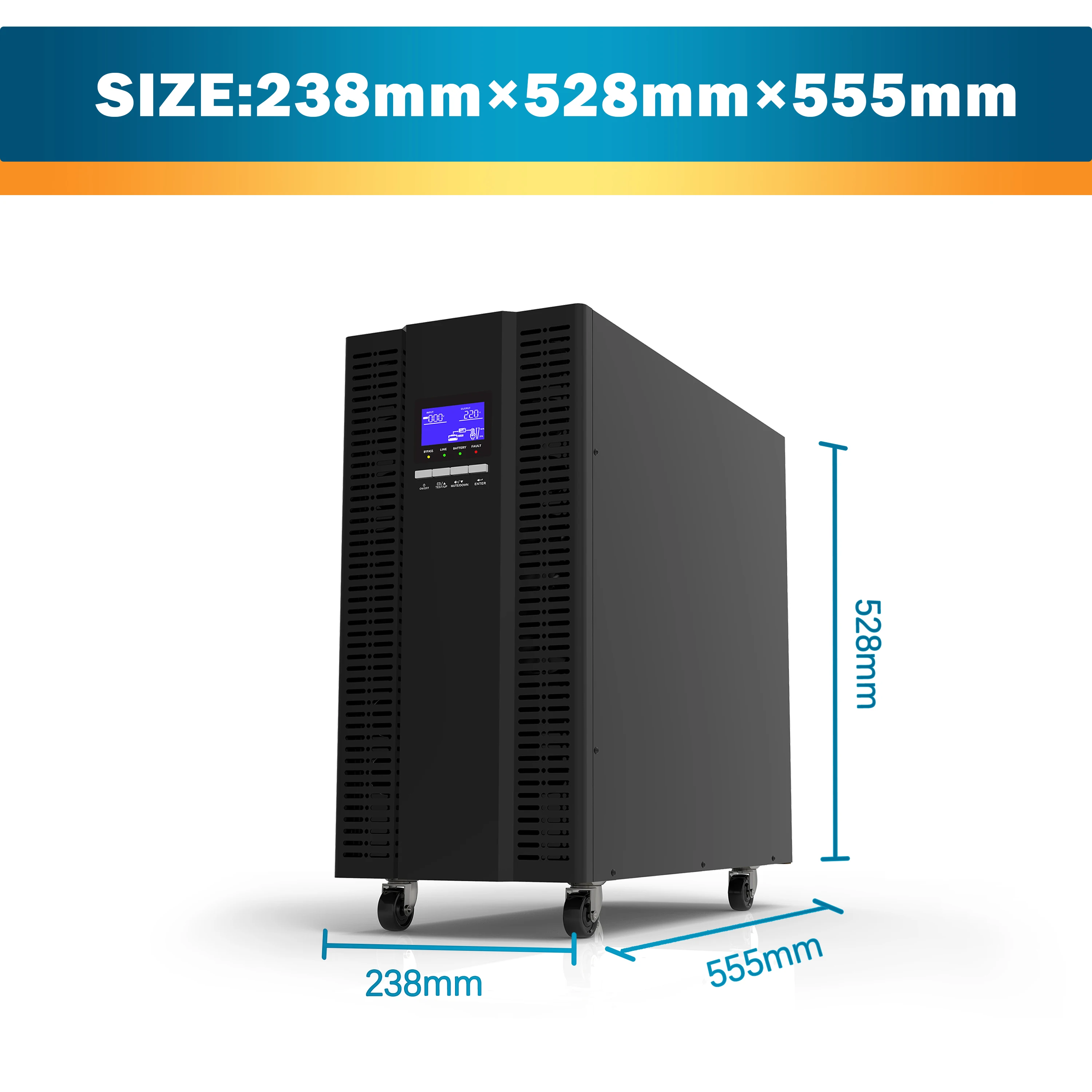 External battery type Online UPS Pure sinwave 20KVA/18KW 192/240VDC optional RJ45 RJ11 USB SNMP card 3 phases in and 1 phase out