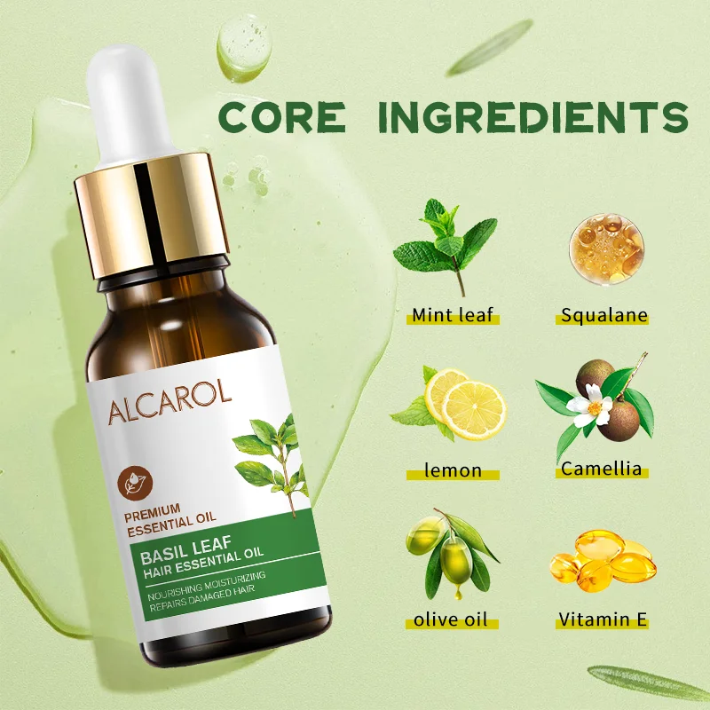 Private Label Wholesale 100% Pure Natural Basil Leaf Repair Hair Oil NourishingScalp and Hair Essential Oil