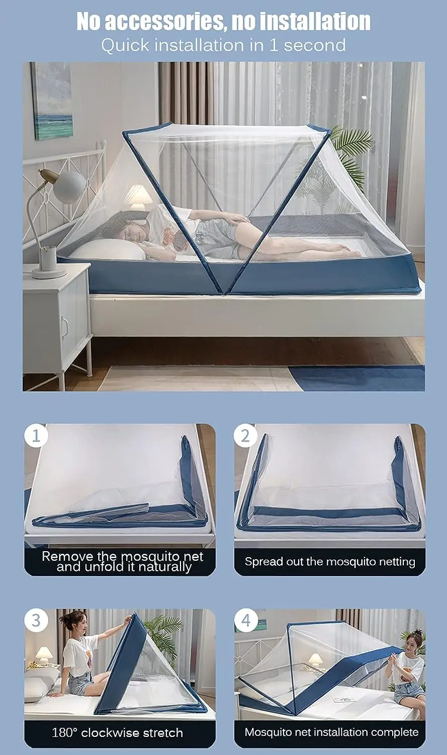 Best Quality Foldable Mosquito Net Smart Mosquito Foldable Net For Double Bed Size With The