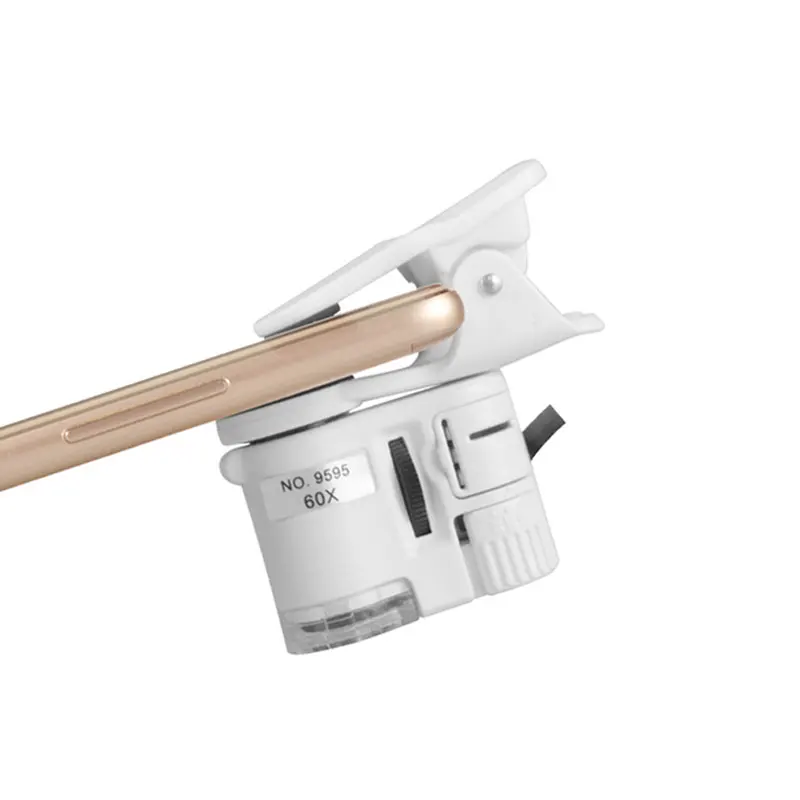 60X Mini Mobile Phone Clip Pocket Microscope With Led UV Light