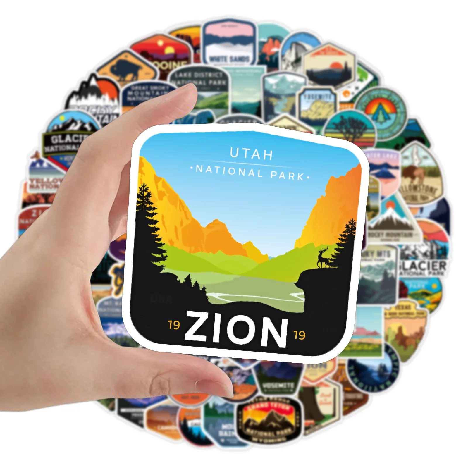 ZY3152X 50Pcs Cartoon Natural Park Scrapbook Graffiti DIY Stickers Decorative Guitar Laptop Luggage Vinyl Waterproof Stickers