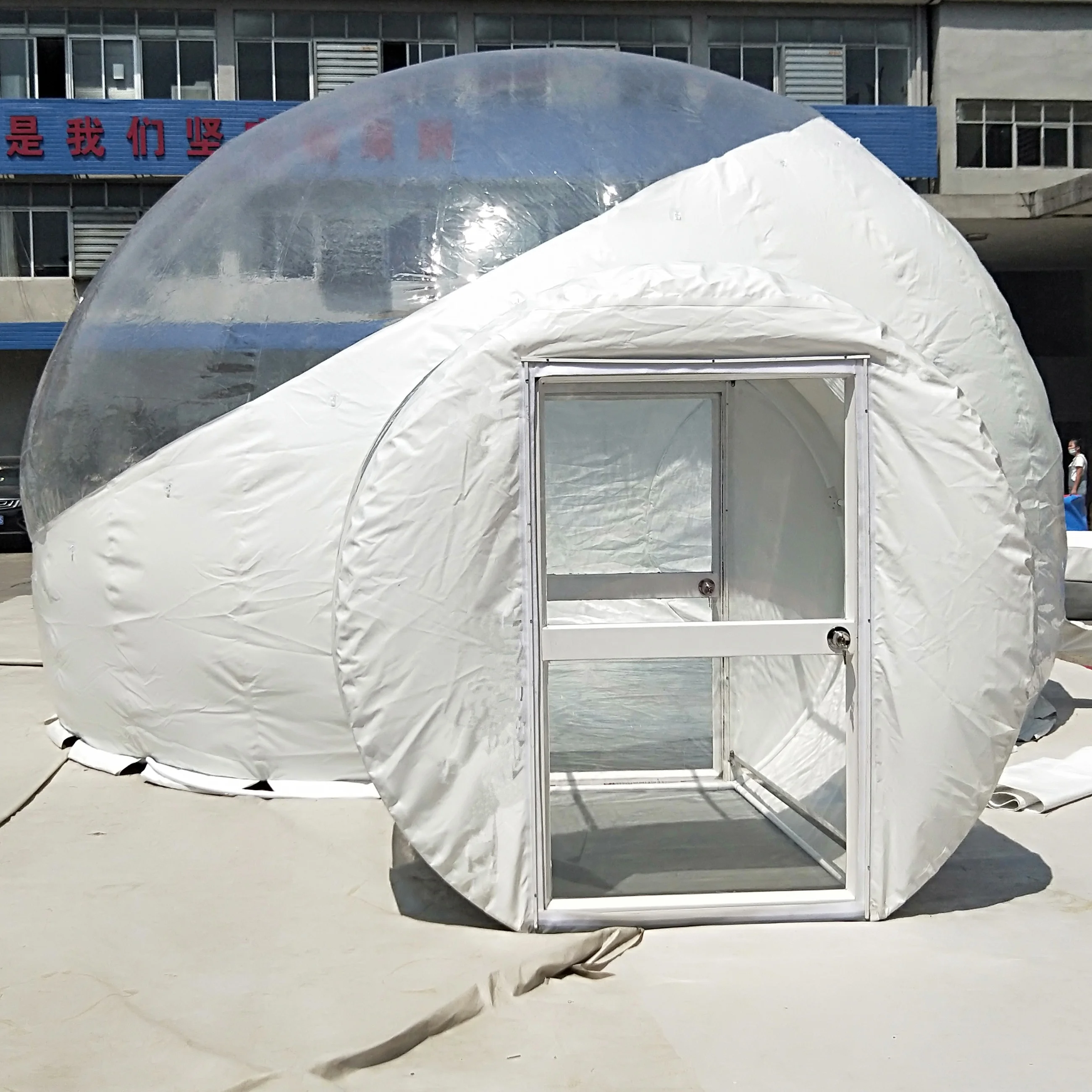 Outdoor Camping Clear dome Inflatable Crystal Bubble Tent / Inflatable Bubble Dome Tent With Tunnel customized