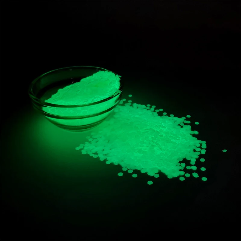 Hot Sale Luminous Solvent Resistant Loose Chunky Cosmetic Glitter Phosphorescent Glow in dark Glitter